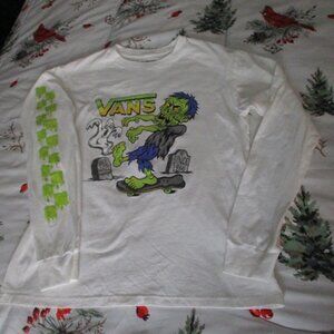 Vans Long Sleeve Shirt Zombie and Ghost Boys 12-14 NWOT Glows in dark